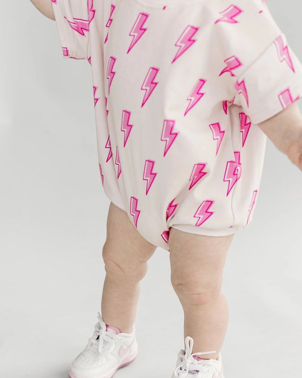 Pink Bolts Short Sleeve Bubble Romper